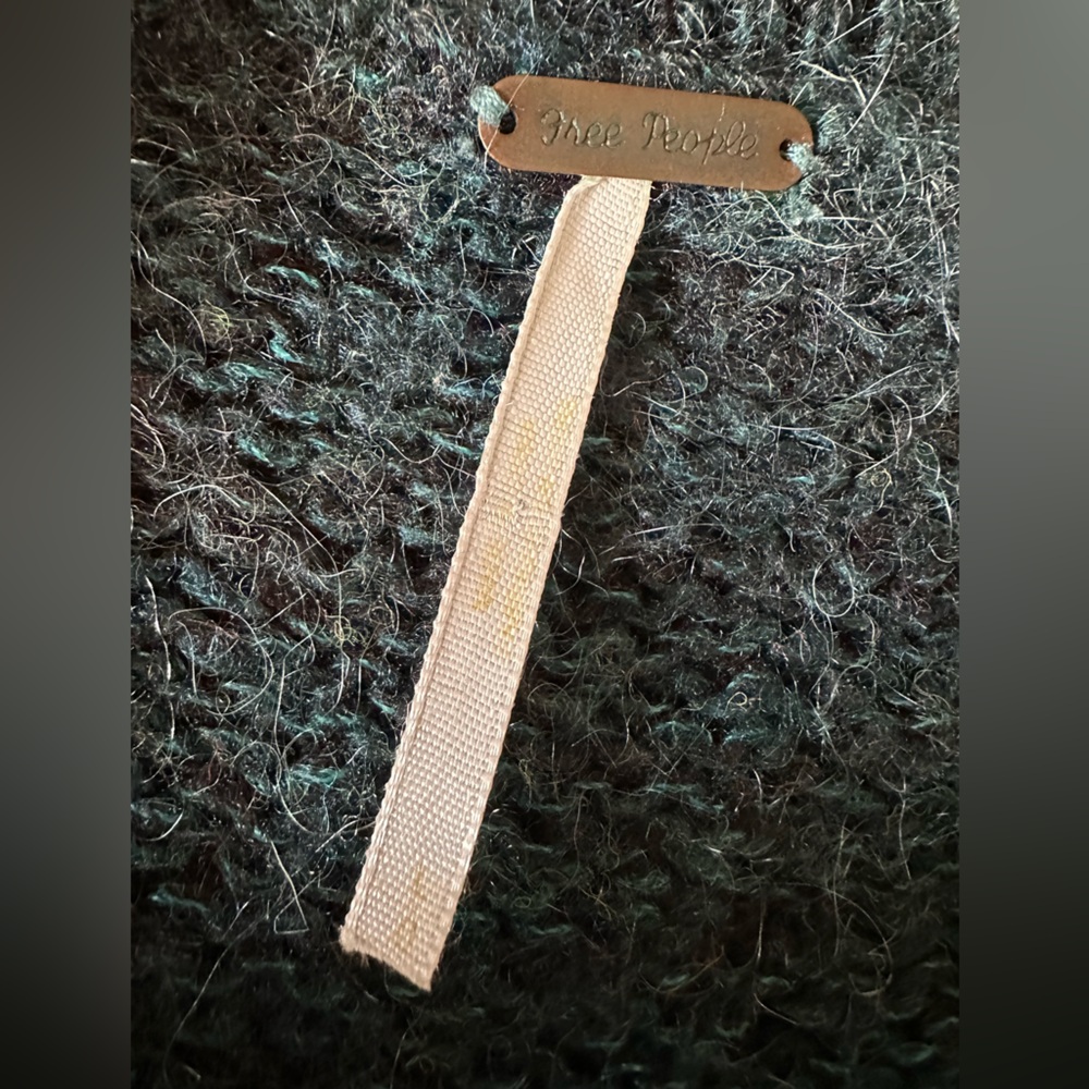 Free people Women's Deep Teal Green Wrap Look Sweater Wool blend size Large - Picture 3 of 7